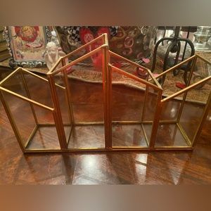 Glass and brass container with four compartments